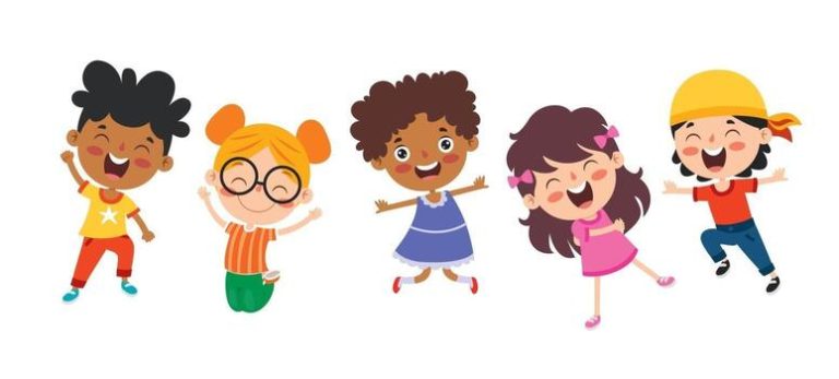 happy-multi-ethnic-kids-playing-together-vector